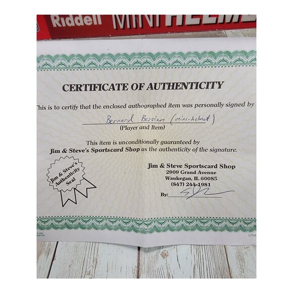 Chicago Bears Mini Helmet Bernard Berrian Signed COA (JSA) - Picture 2 of 7